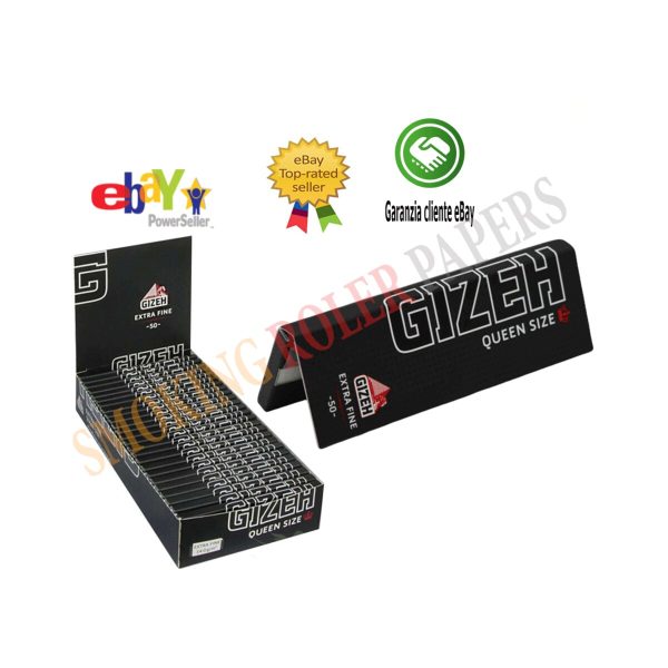 master-10 Cartine Gizeh Black Extra Fine Queen Size 44 × 78 mm – 25 libretti da 50 fogli