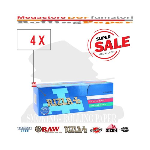 master-102 Tubetti per sigarette Rizla King Size 8 mm con filtro – 4 scatole da 250 tubetti