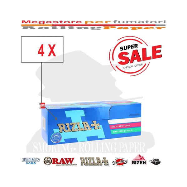 master-102 Tubetti per sigarette Rizla King Size 8 mm con filtro – 4 scatole da 250 tubetti