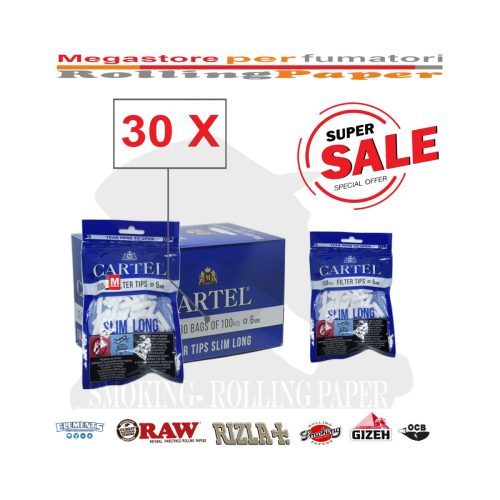 Filtri Cartel Slim 6 × 22 mm – 30 bustine da 100 filtri