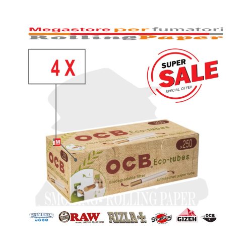 master-11 Tubetti per sigarette OCB Eco King Size 8 mm con filtro – 4 scatole da 250 tubetti