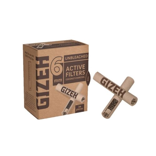 Filtri ai carboni attivi Gizeh Extra Slim 6 mm non sbiancati – 34 filtri