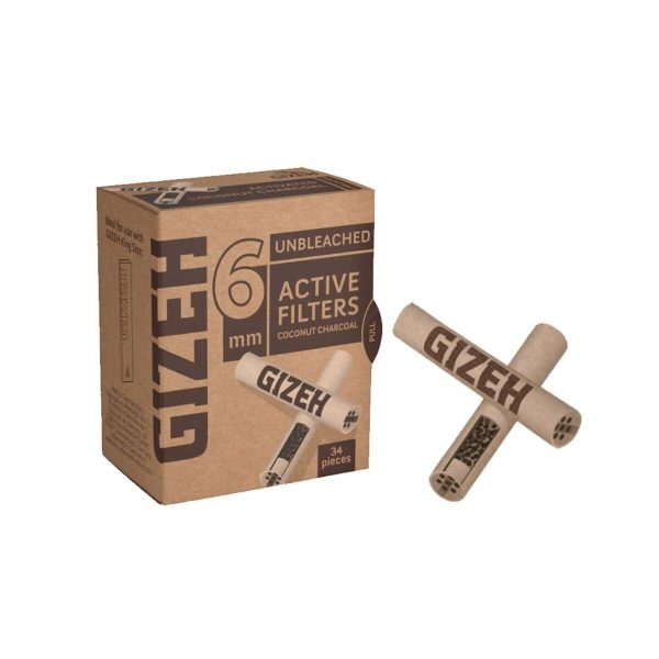 master-135 Gizeh Extra Slim 6 mm Aktivkohlefilter ungebleicht – 34 Filter
