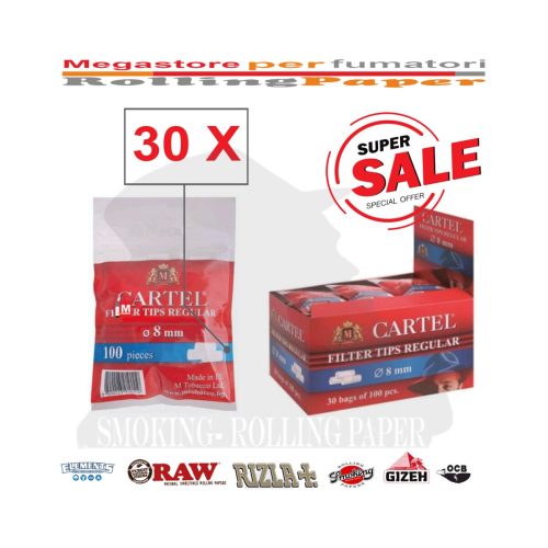 Filtri Cartel Regular 8 × 15 mm – 30 bustine da 100 filtri