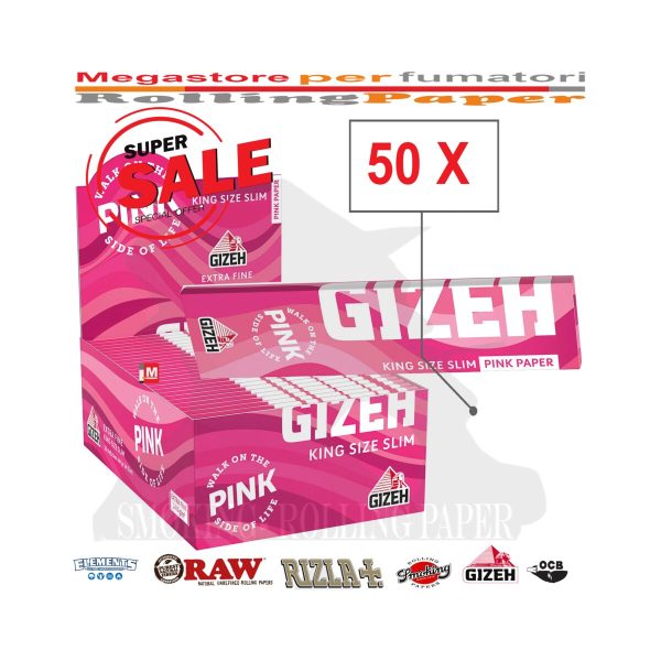 master-174 Cartine Gizeh Extra Fine Pink King Size – Confezione da 50 libretti