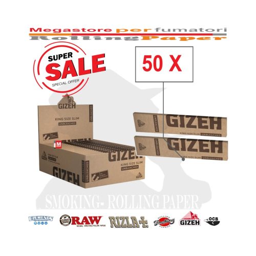 Cartine Gizeh King Size non sbiancate – Confezione da 50 libretti