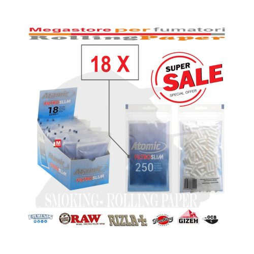 Filtri per sigarette Atomic Slim 6 mm – 18 bustine da 250 filtri