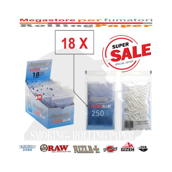 Filtri per sigarette Atomic Slim 6 mm – 18 bustine da 250 filtri