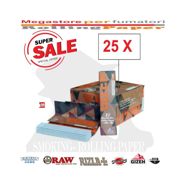 master-185 Cartine Gizeh Duo Pure King Size con filtri – Confezione da 25 libretti