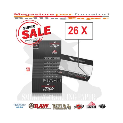master-194 Cartine Gizeh Black King Size Slim con filtri – Confezione da 26 libretti