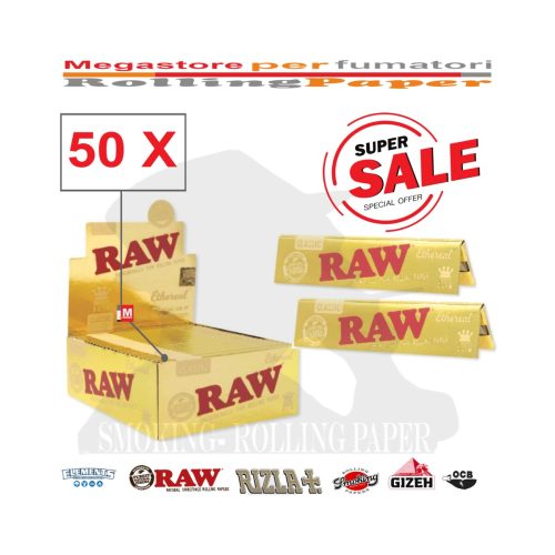 Cartine RAW Ethereal Premium Gold King Size – Confezione da 50 libretti