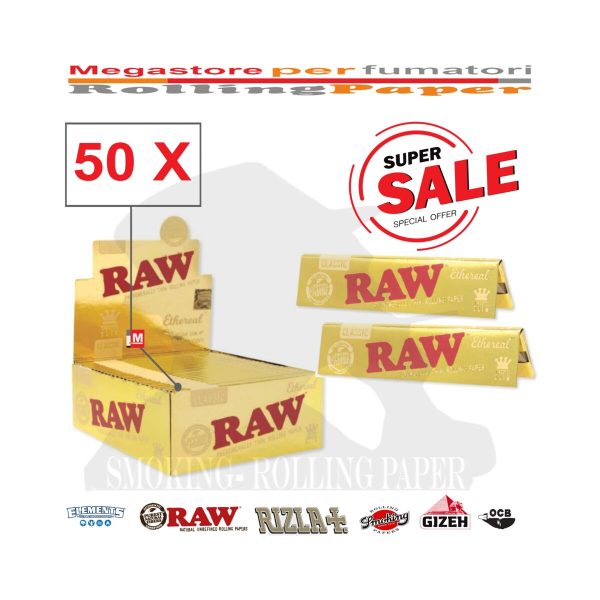 master-251 Cartine RAW Ethereal Premium Gold King Size – Confezione da 50 libretti