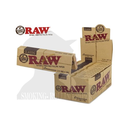 master-259 Cartine RAW Classic Connoisseur Medium 1¼ con filtri – Confezione da 24 libretti