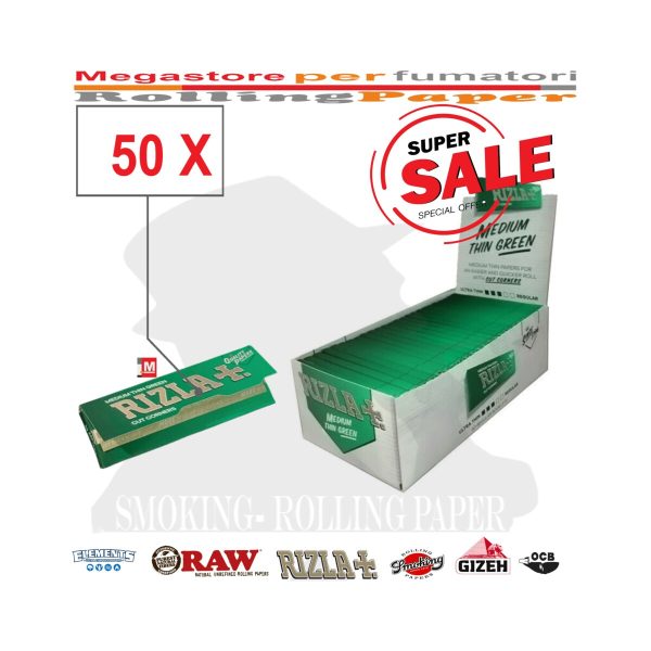 Rizla Green Regular Zigarettenpapier – Packung mit 50 Heftchen