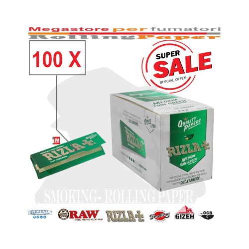 Cartine Rizla Green Corte Regular – Confezione da 100 libretti