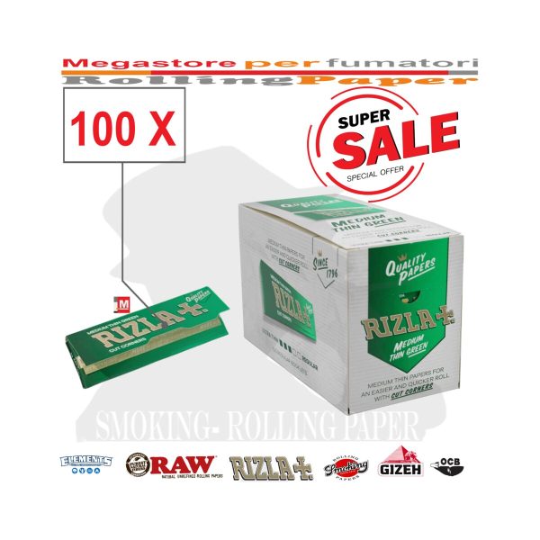 Rizla Green Regular Zigarettenpapier – Packung mit 100 Heftchen