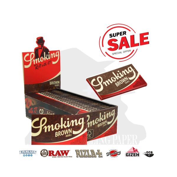 master-342 Smoking Brown Double Regular 69 × 37 mm Zigarettenpapier, ungebleicht – 25 Heftchen à 120 Blatt