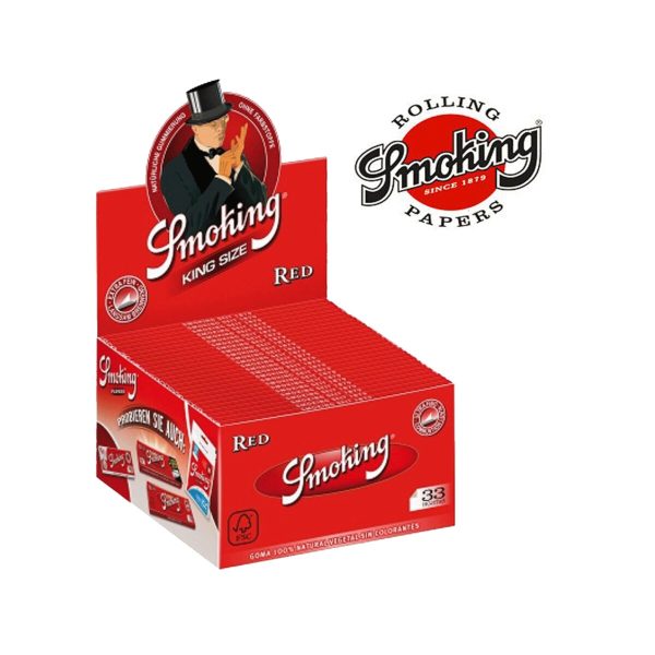 master-348 Smoking Red King Size Slim Zigarettenpapier – Packung mit 50 Heftchen