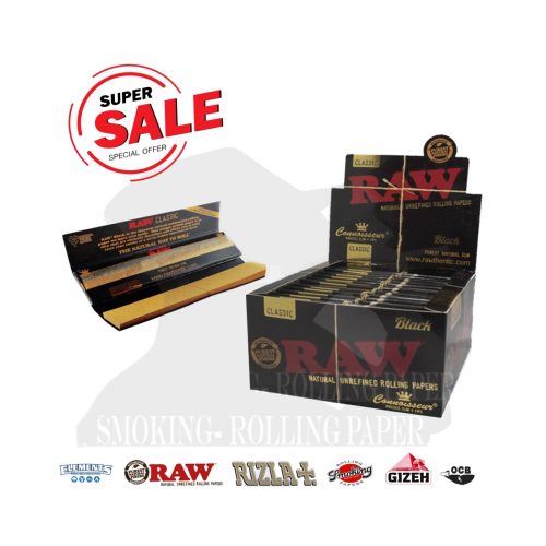 master-380 Cartine RAW Black Connoisseur King Size Slim con filtri – Confezione da 24 libretti