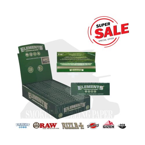 Cartine Elements Fine Green Medium 1¼ – Confezione da 25 libretti