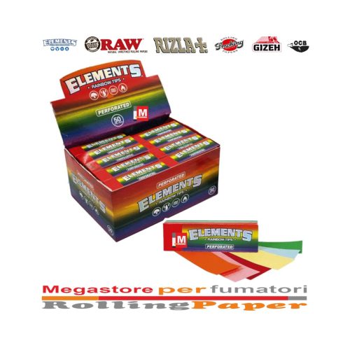 Filtri in cartoncino Elements Rainbow Slim perforati – 50 blocchetti
