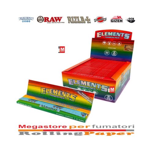 master-89 Cartine Elements Rainbow King Size Slim – Confezione da 50 libretti