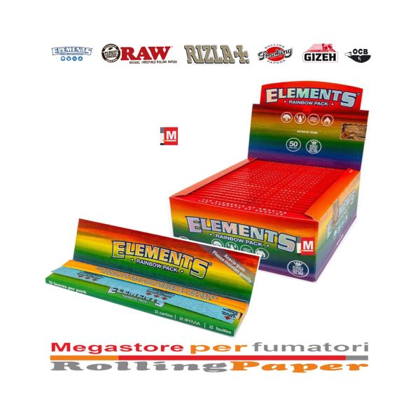 master-89 Cartine Elements Rainbow King Size Slim – Confezione da 50 libretti