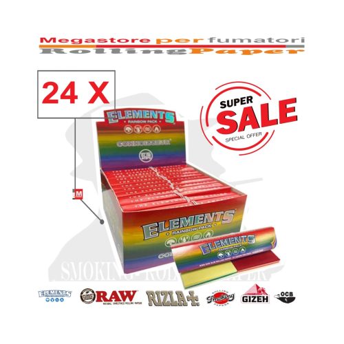 master-90 Cartine Elements Rainbow Connoisseur King Size Slim con filtri – Confezione da 24 libretti